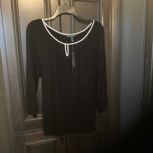 Lauren Ralph Lauren Black with White Trim blouse